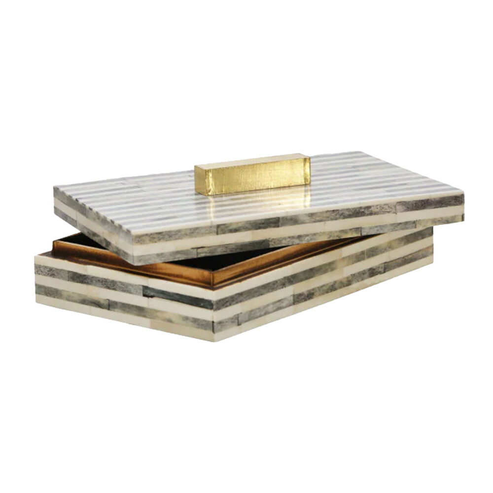 Caja decorativa light gray gold - Image 3