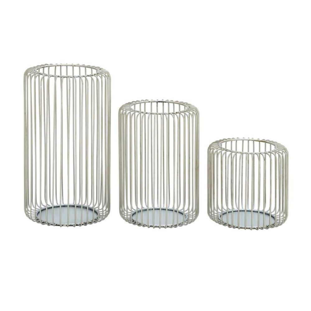 Set porta velas plata